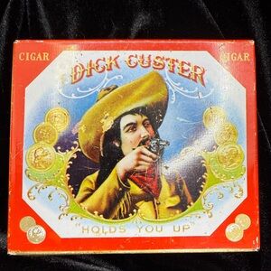 Small Vintage Dick Custer Holds You Up Metal Cigar/Tobacco Tin- Early 1900s